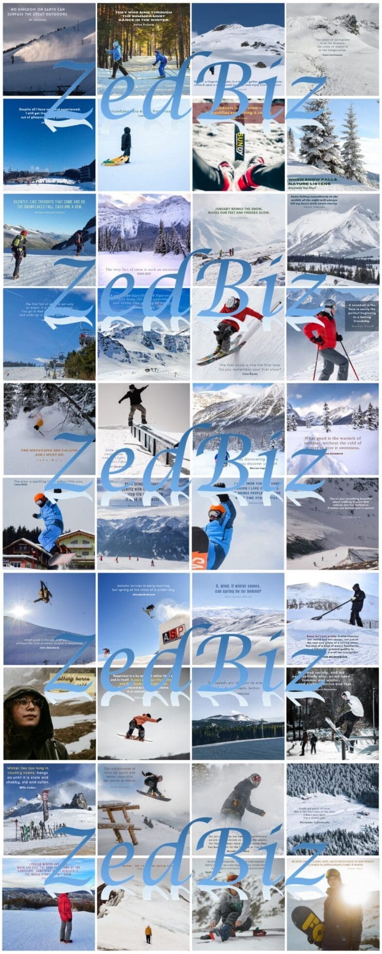 Winter Mountain Sports Social Media Quote Graphic Package 06